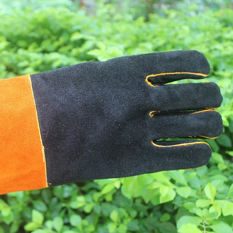 1 Pair JJ-S2011 Outdoor Cut-Proof Genuine Leather Welding Gloves, Size: Free Size(Yellow Black)