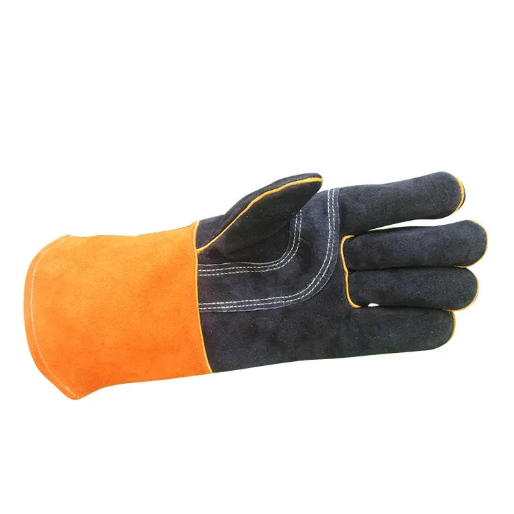 1 Pair JJ-S2011 Outdoor Cut-Proof Genuine Leather Welding Gloves, Size: Free Size(Yellow Black)