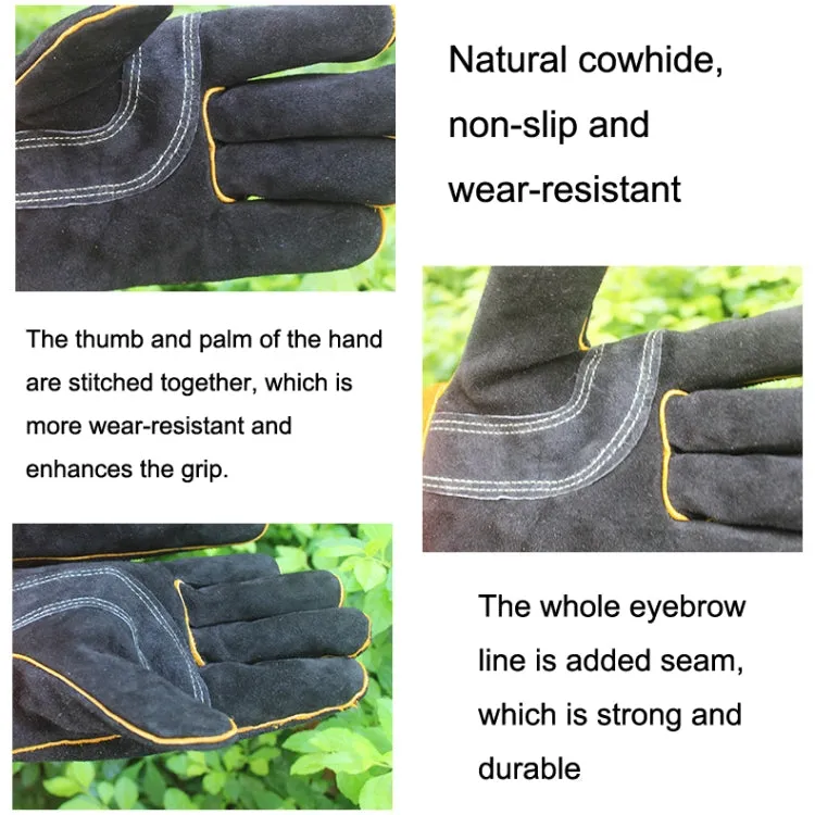 1 Pair JJ-S2011 Outdoor Cut-Proof Genuine Leather Welding Gloves, Size: Free Size(Yellow Black)