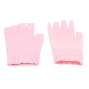 1 Pair Uni Moisturizing Spa Gel Fingerless Gloves Half Finger Mittens Pink