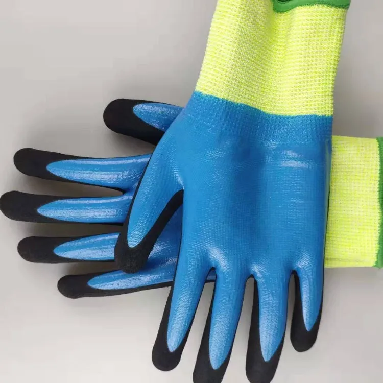 1 Pairs HEEP Ding Qing   Frosted anti-cut 2 Times Dipping Anti-cutting Waterproof Oil Resistant Non-slip Gloves