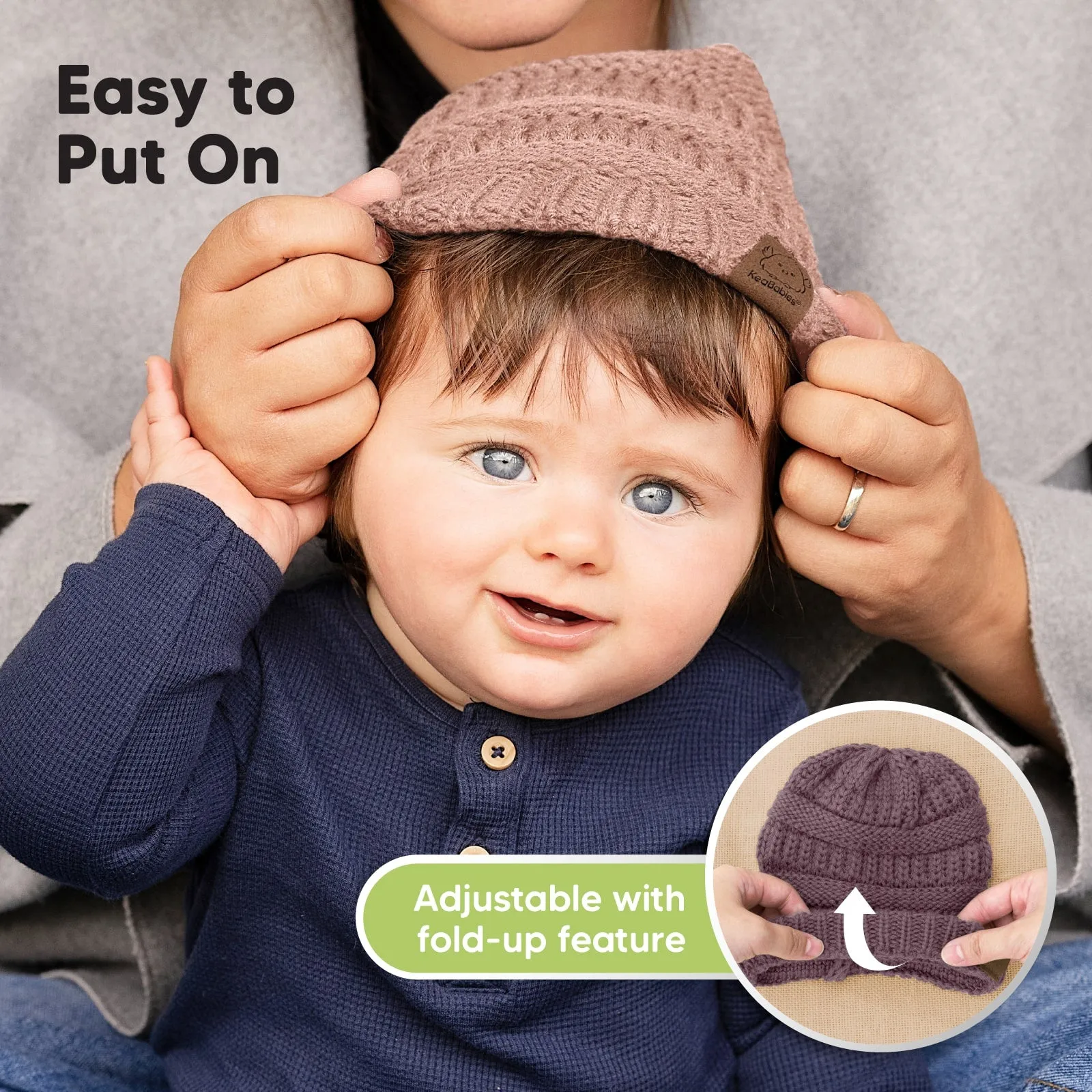 3-Pack Warmzy Baby Beanies (Wine, M)