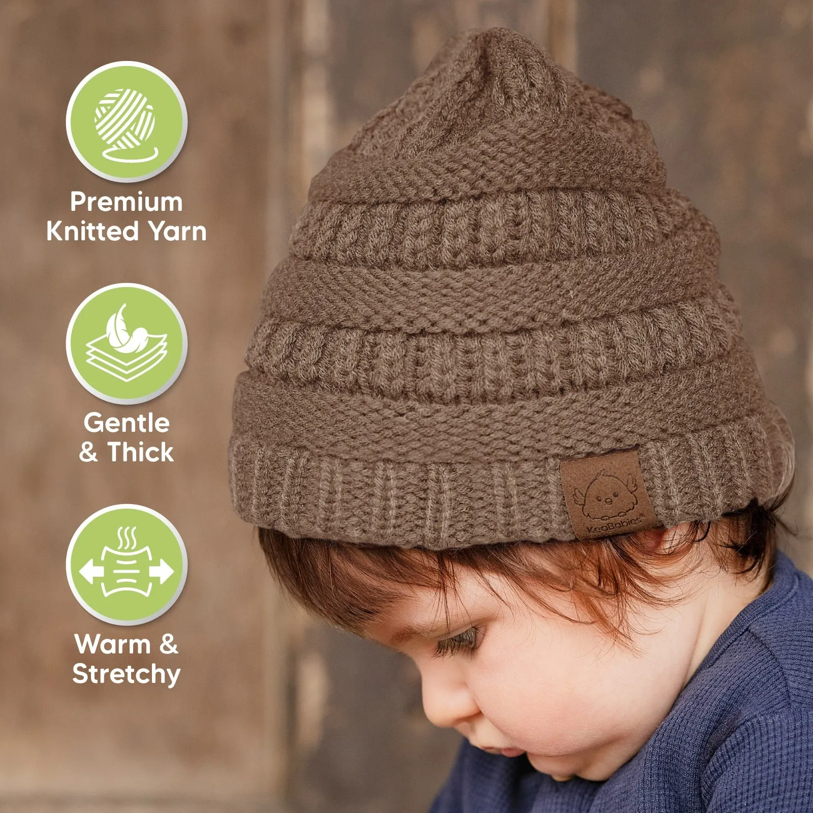 3-Pack Warmzy Baby Beanies (Wine, M)