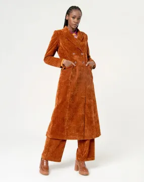 564RITE421 Long Rust Cordoroy Coat