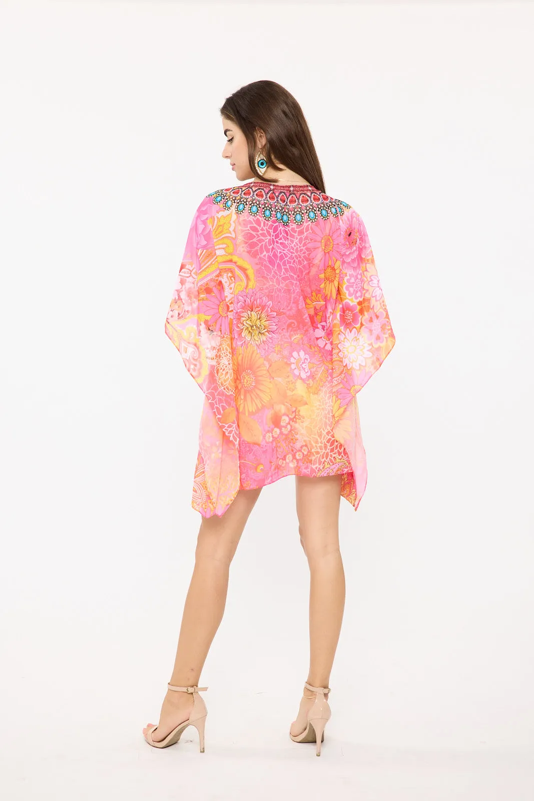 699 pink short kaftan