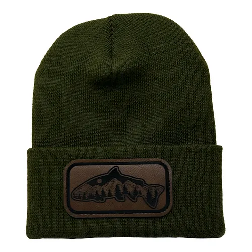 Addicted Fishing O.D. Fish Mountain Leather Patch Beanie