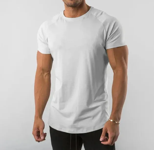 Aidase Cotton Plain Tops Tees Fitness Mens T Shirt Short Sleeve Muscle Joggers Bodybuilding Tshirt Male Gym Clothes Slim Fit Shirt