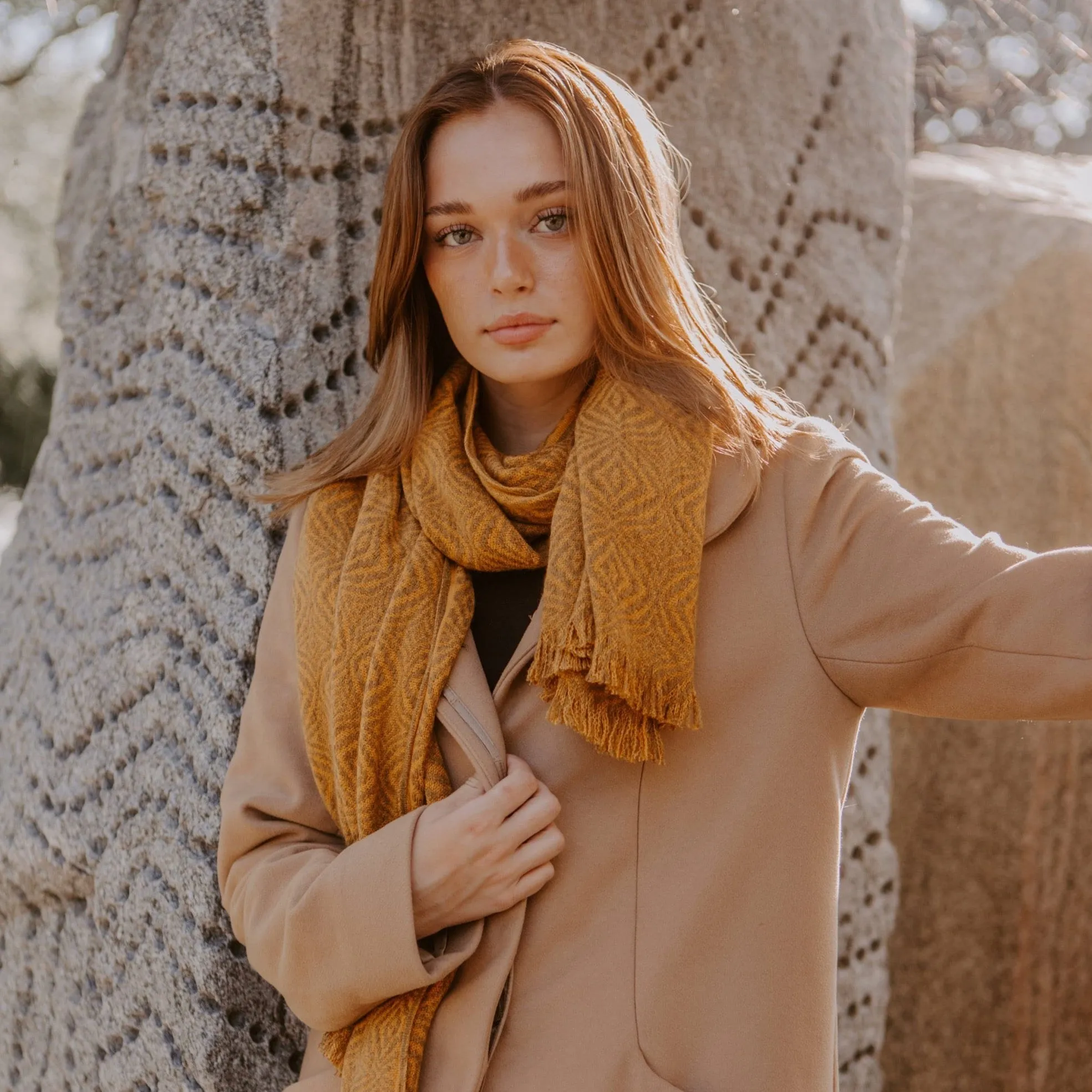 Alpaca mustard scarf