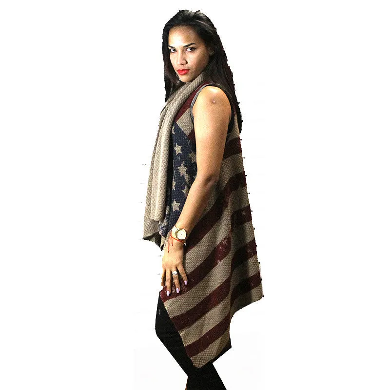 American Flag Poncho Vest