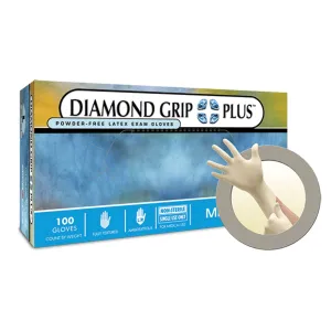 Ansell Microflex Diamond Grip Plus Powder-Free Latex Exam Gloves Glove Exam Latex Diamond Gripplus Pf Xsm 100/Bx 10Bx/Cs