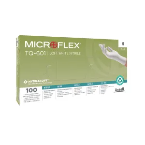 Ansell Microflex Soft White Powder-Free Nitrile Exam Gloves Glove Exam Nitrile Sft Wht Pfsm 100/Bx 10Bx/Cs