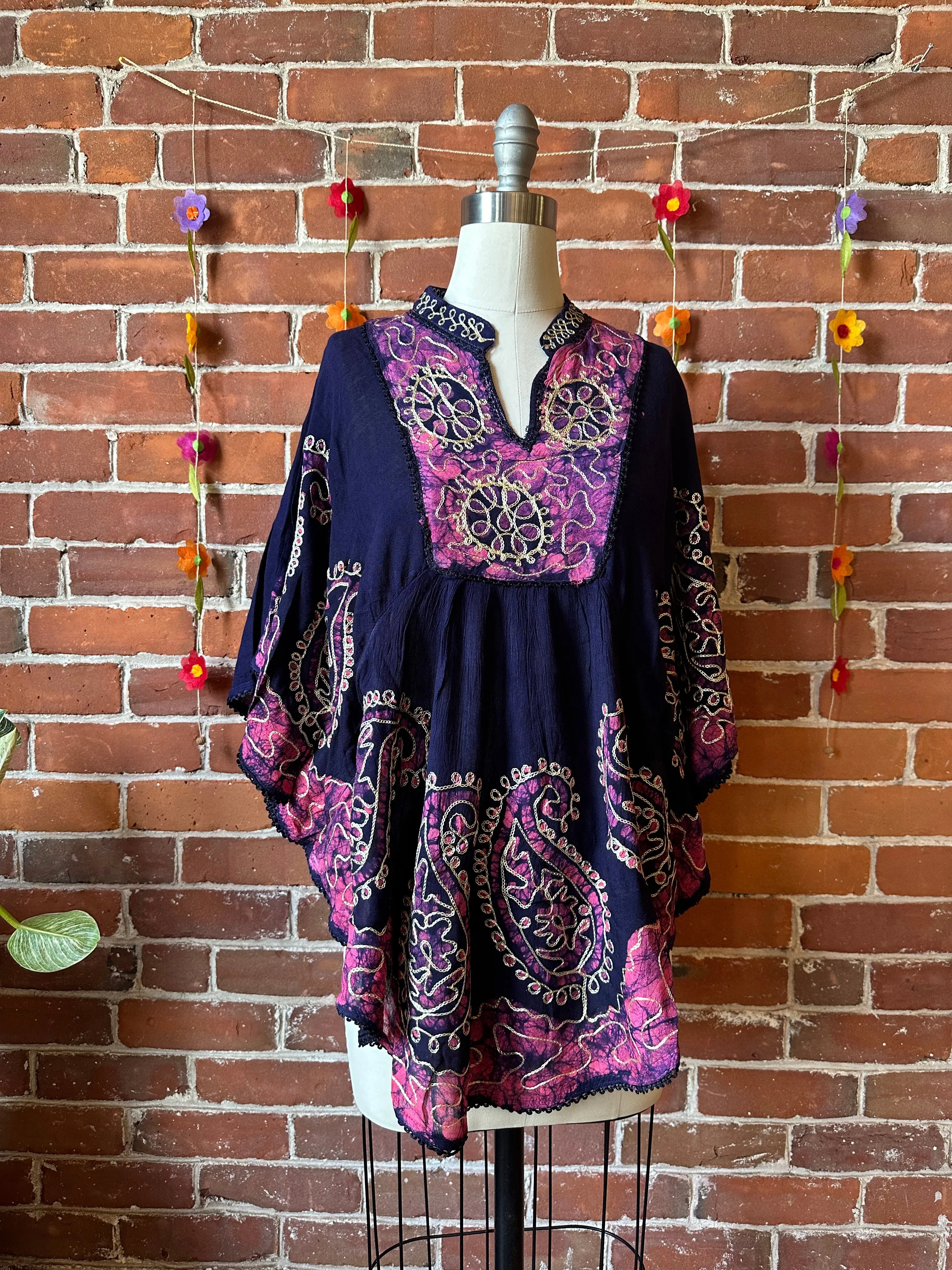 Artemis Batik Poncho Top Magenta