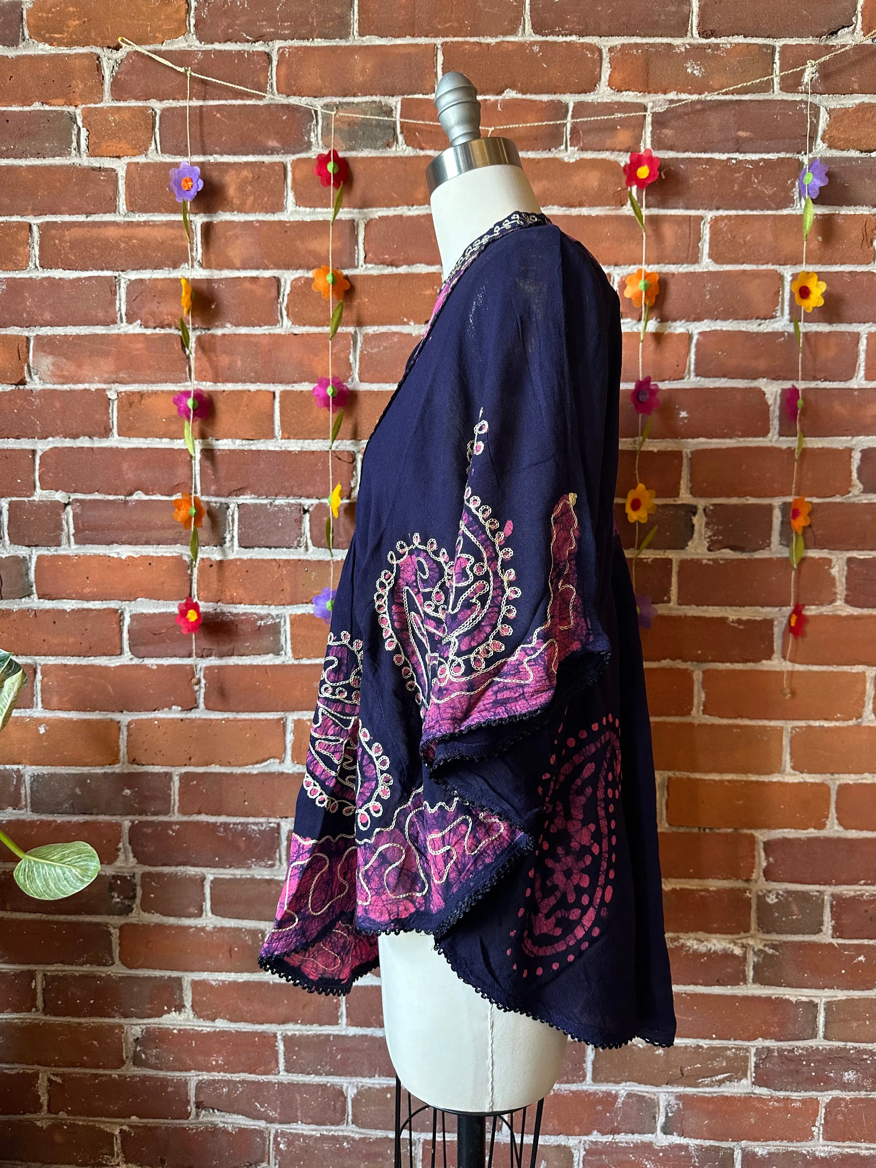 Artemis Batik Poncho Top Magenta