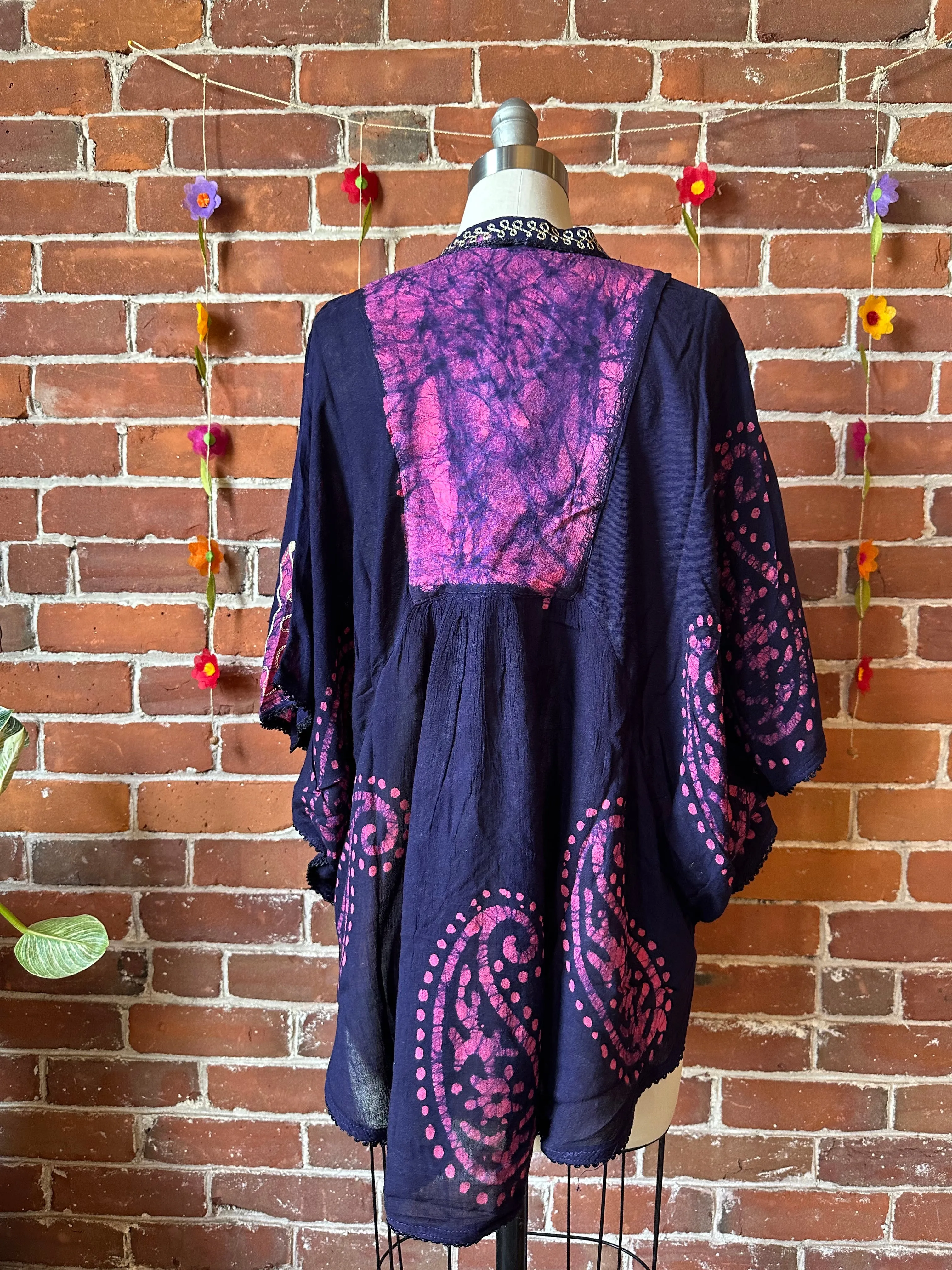 Artemis Batik Poncho Top Magenta