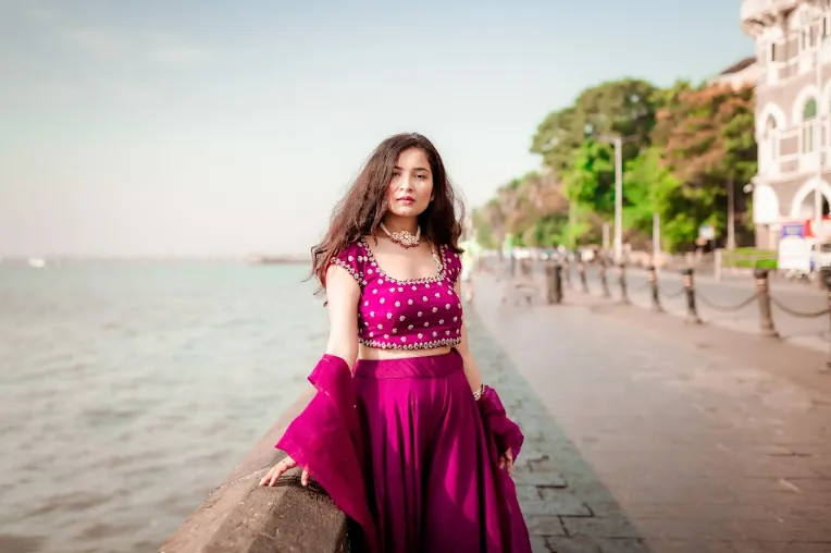 Ashu Sethi (Indyshades) in Plum Sharara Set