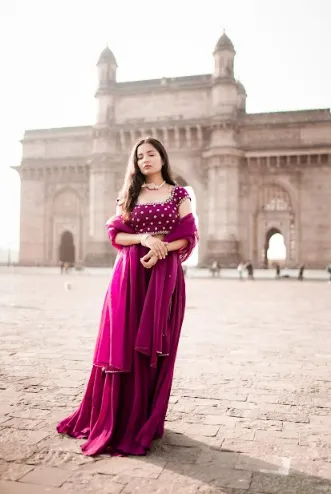 Ashu Sethi (Indyshades) in Plum Sharara Set