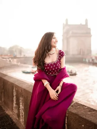 Ashu Sethi (Indyshades) in Plum Sharara Set