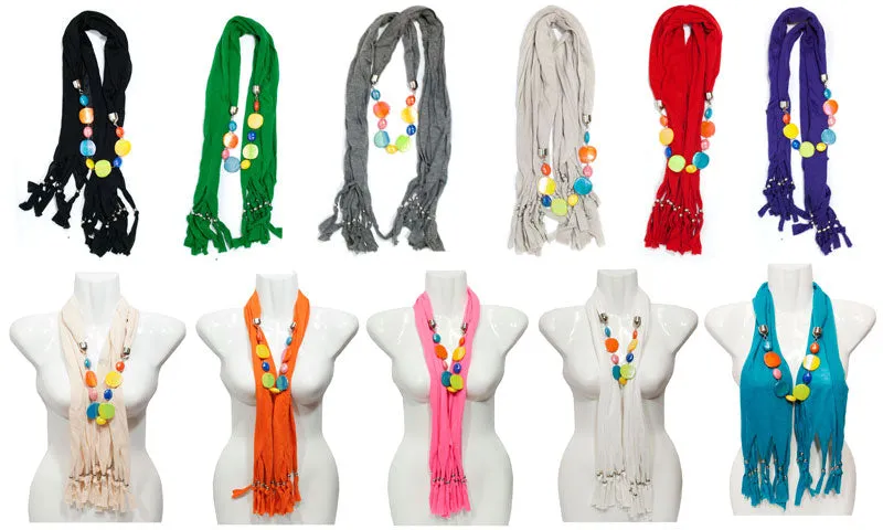 Assorted Colors Beads Pendants Fashion Scarf Wholesale