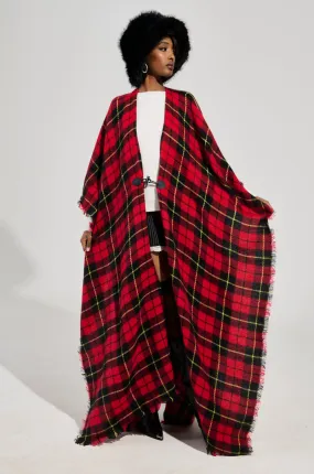 AURETA LONG PLAID PONCHO