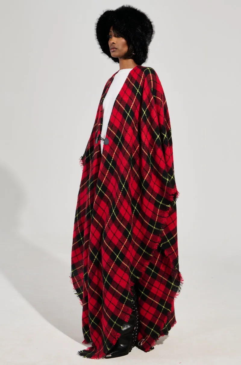 AURETA LONG PLAID PONCHO