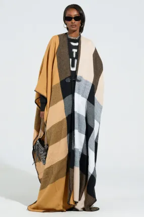 AURETA NEW PLAID MAXI PONCHO