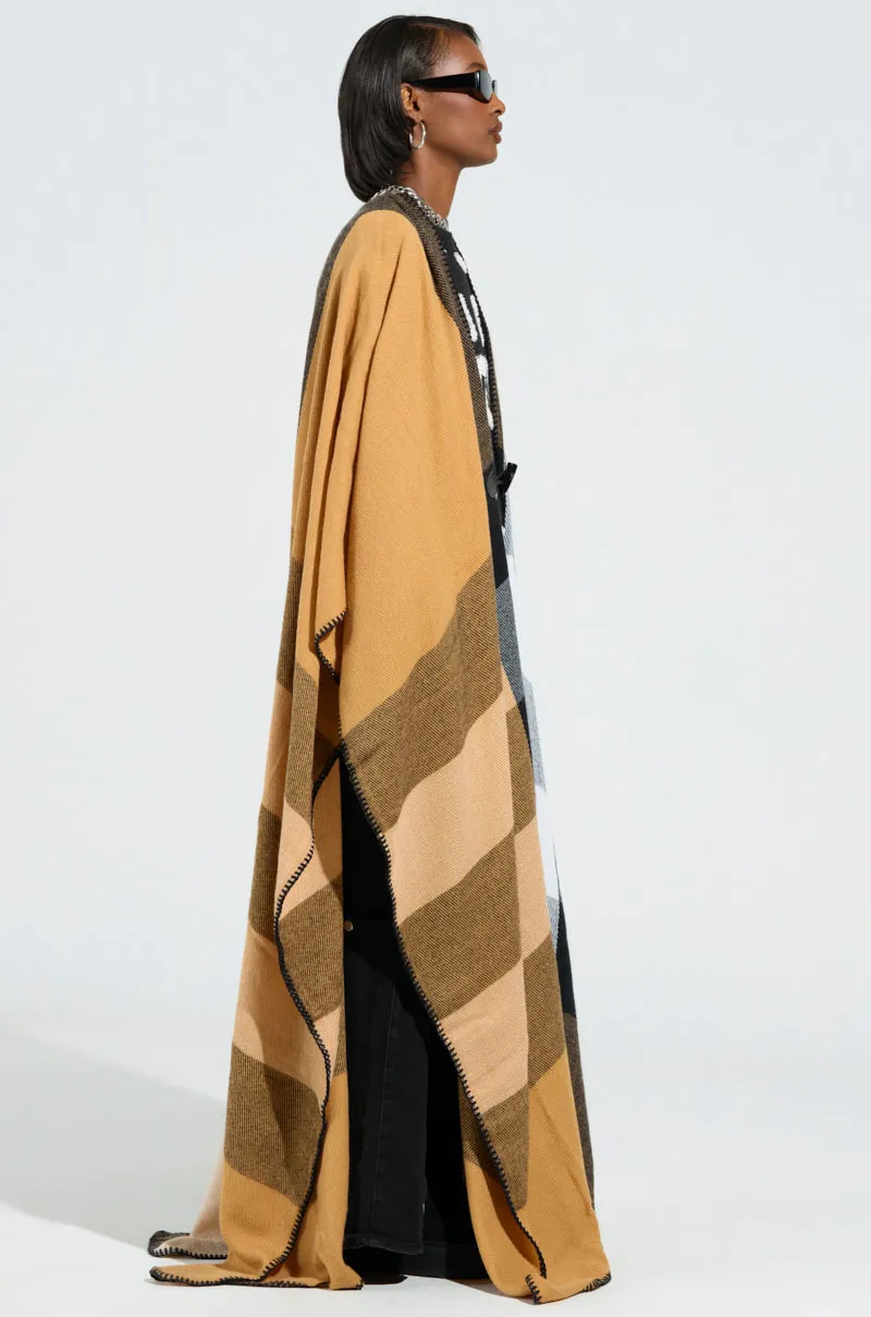 AURETA NEW PLAID MAXI PONCHO