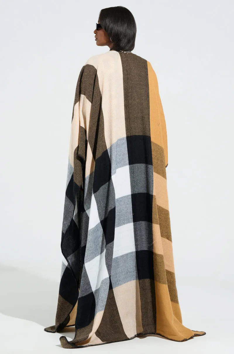 AURETA NEW PLAID MAXI PONCHO