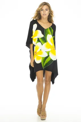 Back From Bali Womens Short Floral Beach Swimsuit Cover Up Caftan Dress Poncho