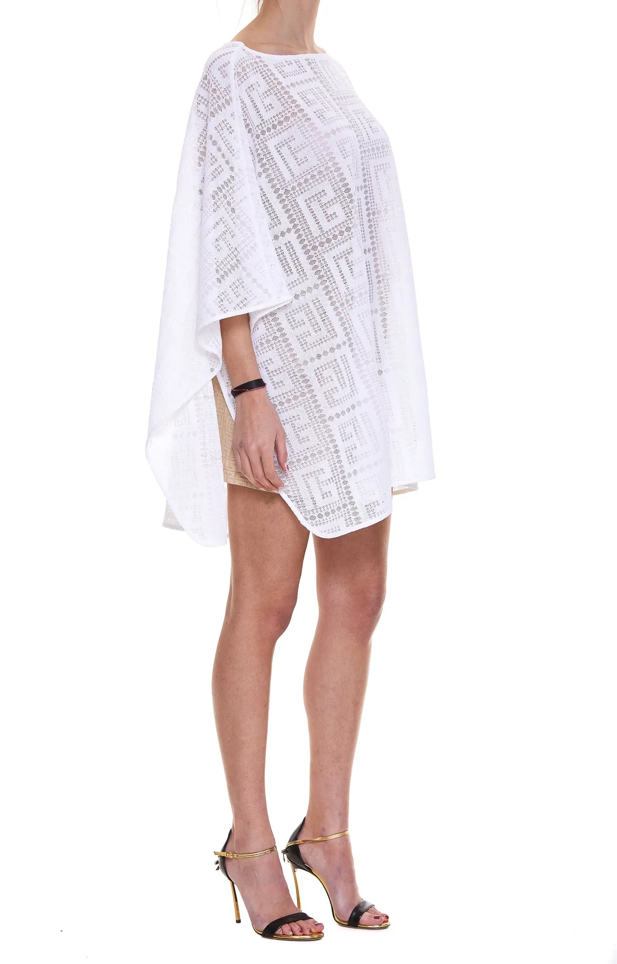 Balmain Monogram Knit Poncho Dress