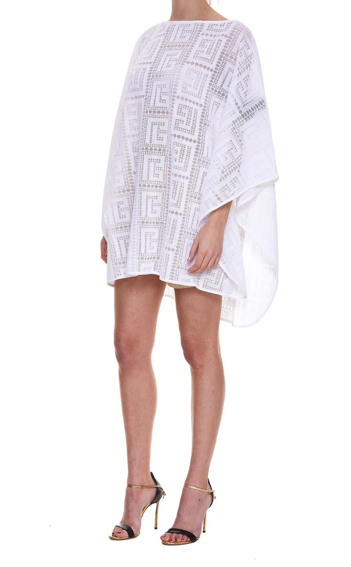 Balmain Monogram Knit Poncho Dress