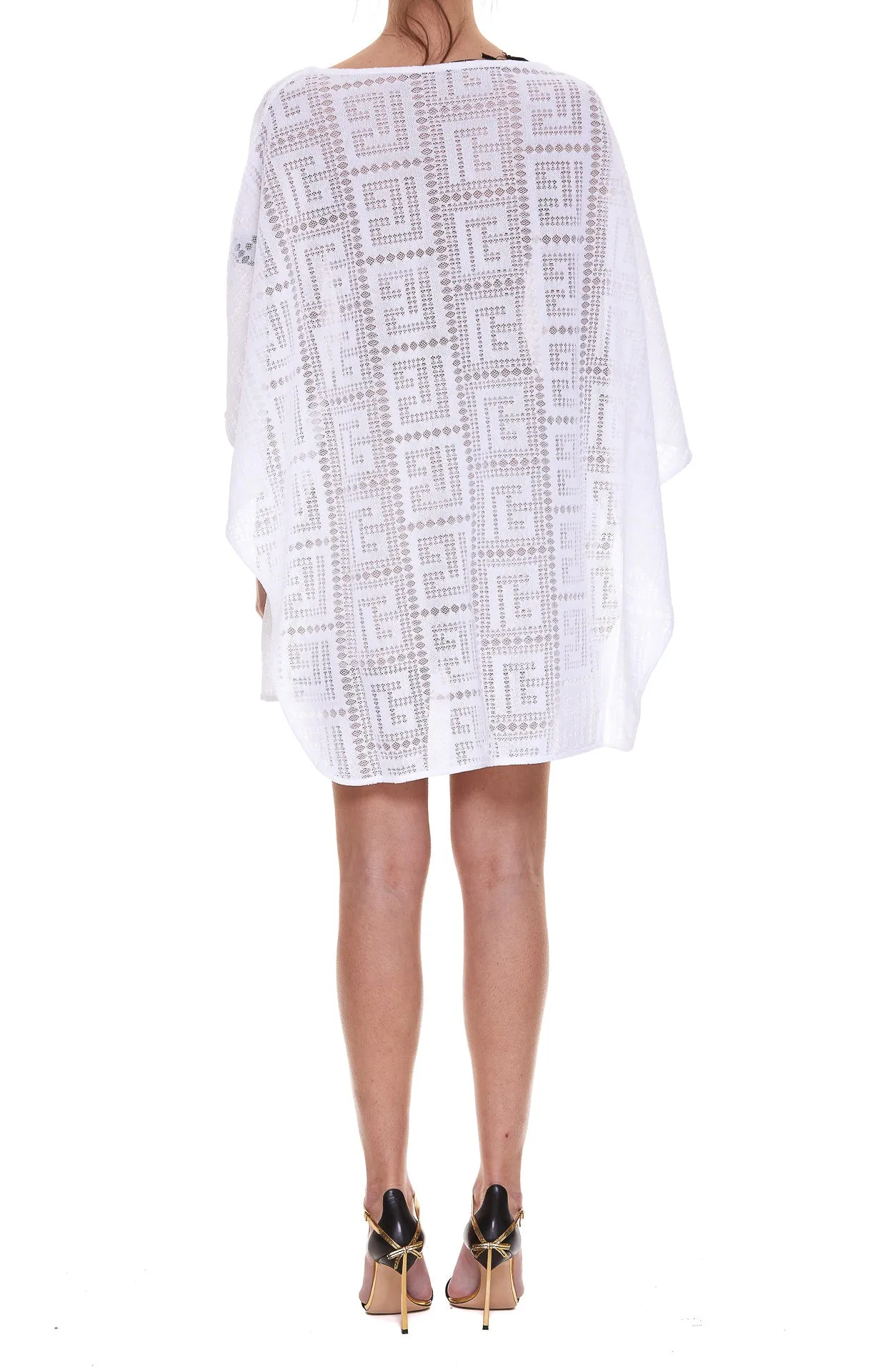 Balmain Monogram Knit Poncho Dress