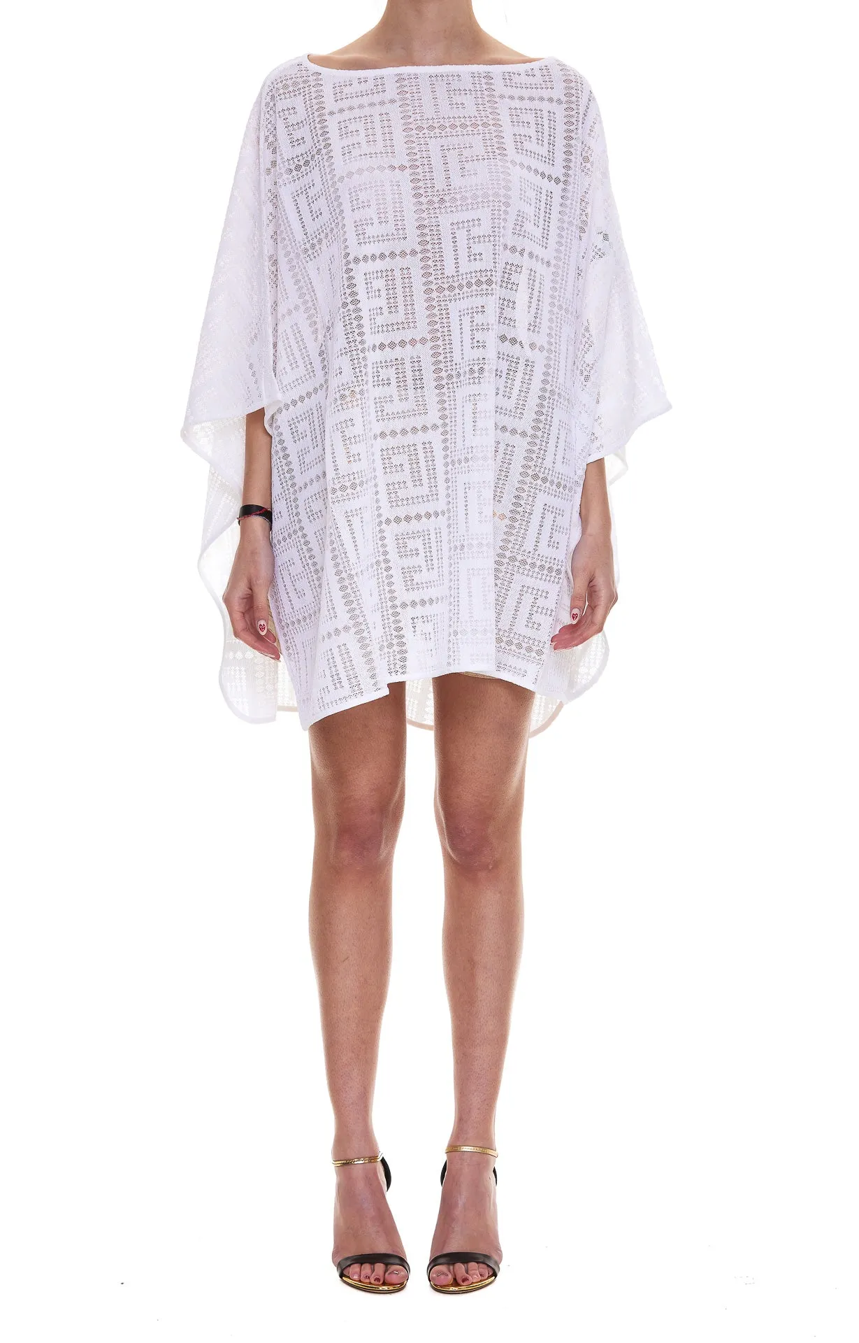 Balmain Monogram Knit Poncho Dress