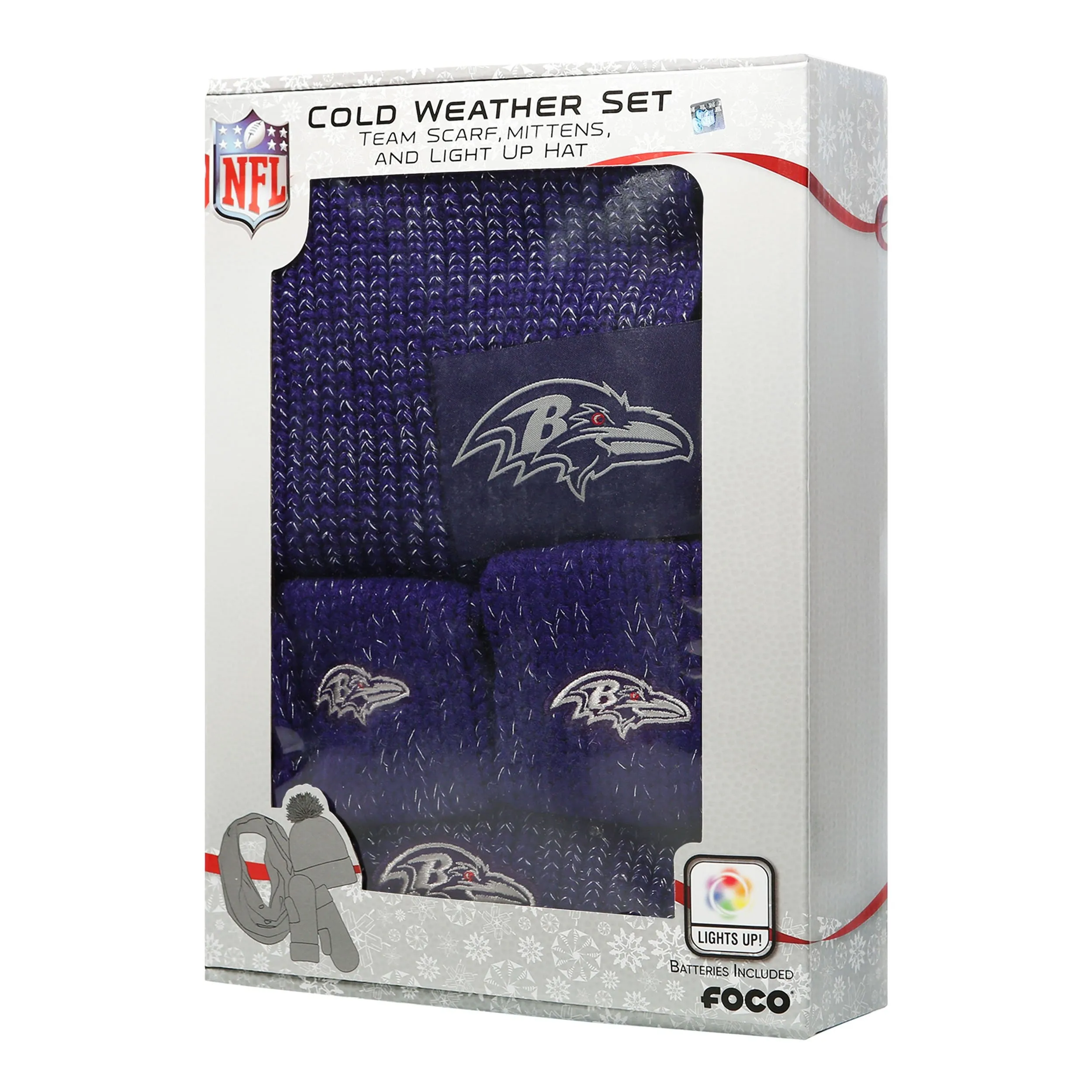 Baltimore Ravens NFL Womens Glitter Knit Cold Weather Set