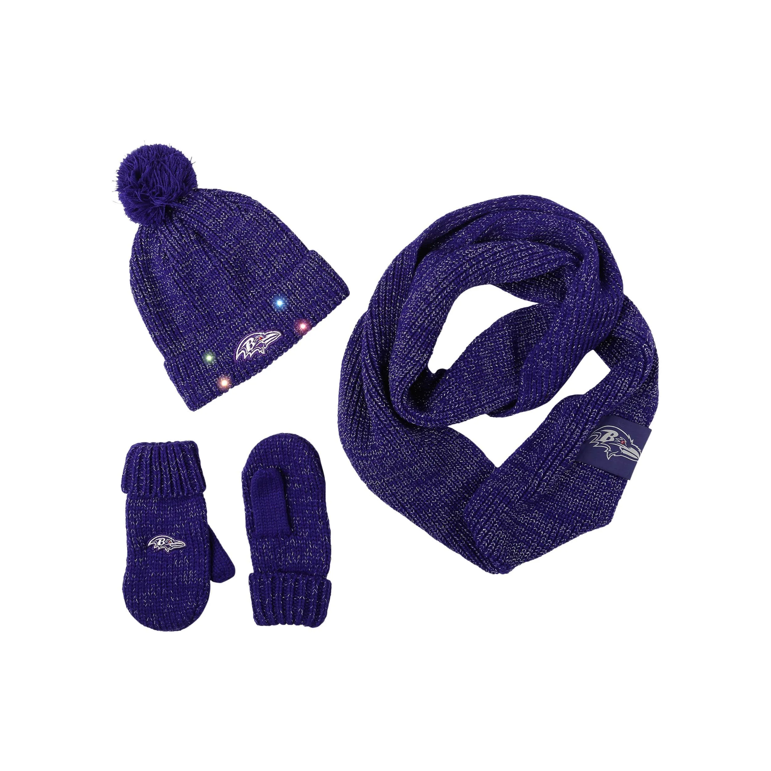 Baltimore Ravens NFL Womens Glitter Knit Cold Weather Set