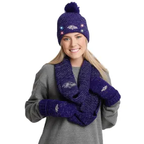 Baltimore Ravens NFL Womens Glitter Knit Cold Weather Set