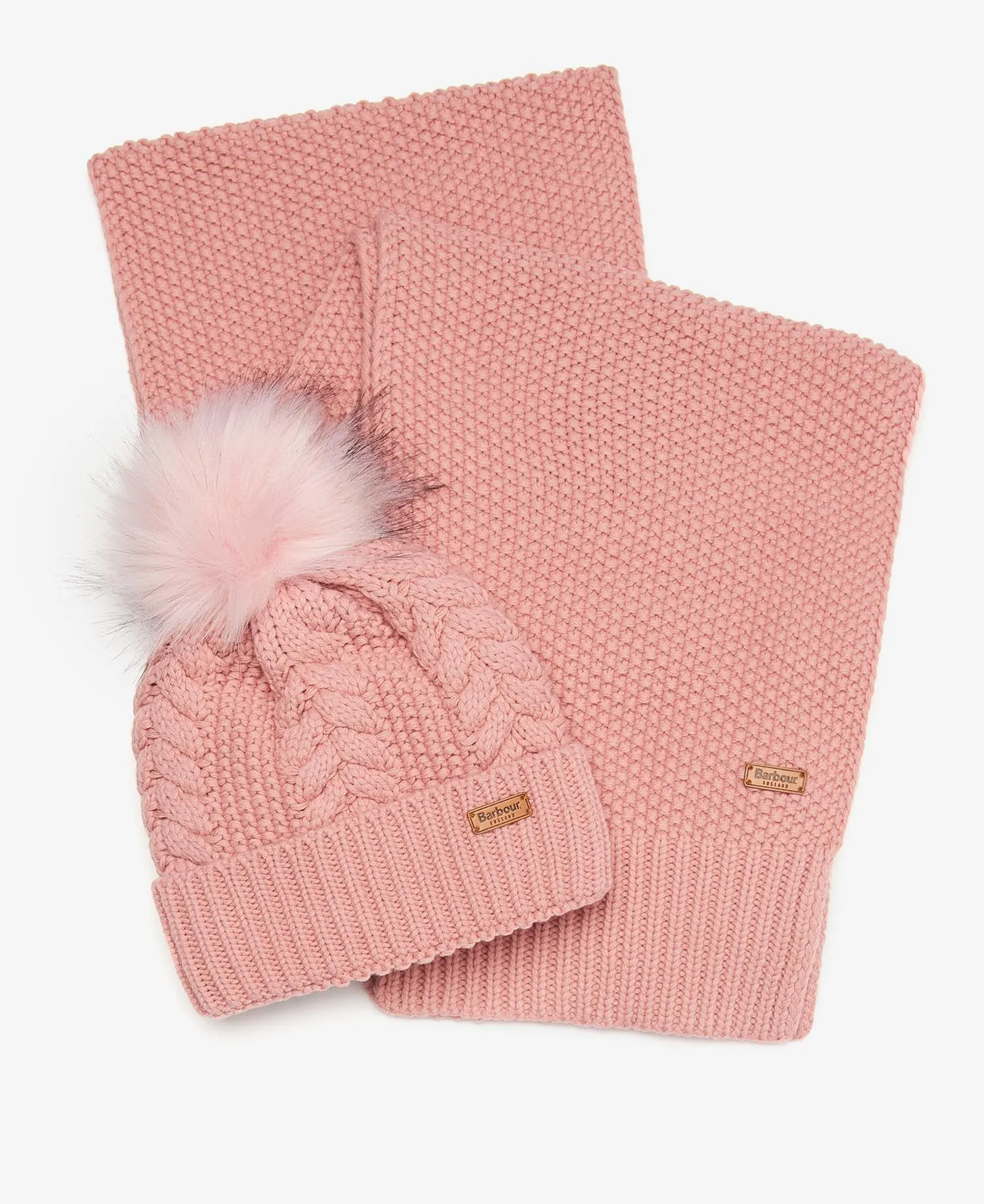 Barbour Hartley Hat & Scarf Gift Pink LGS0053