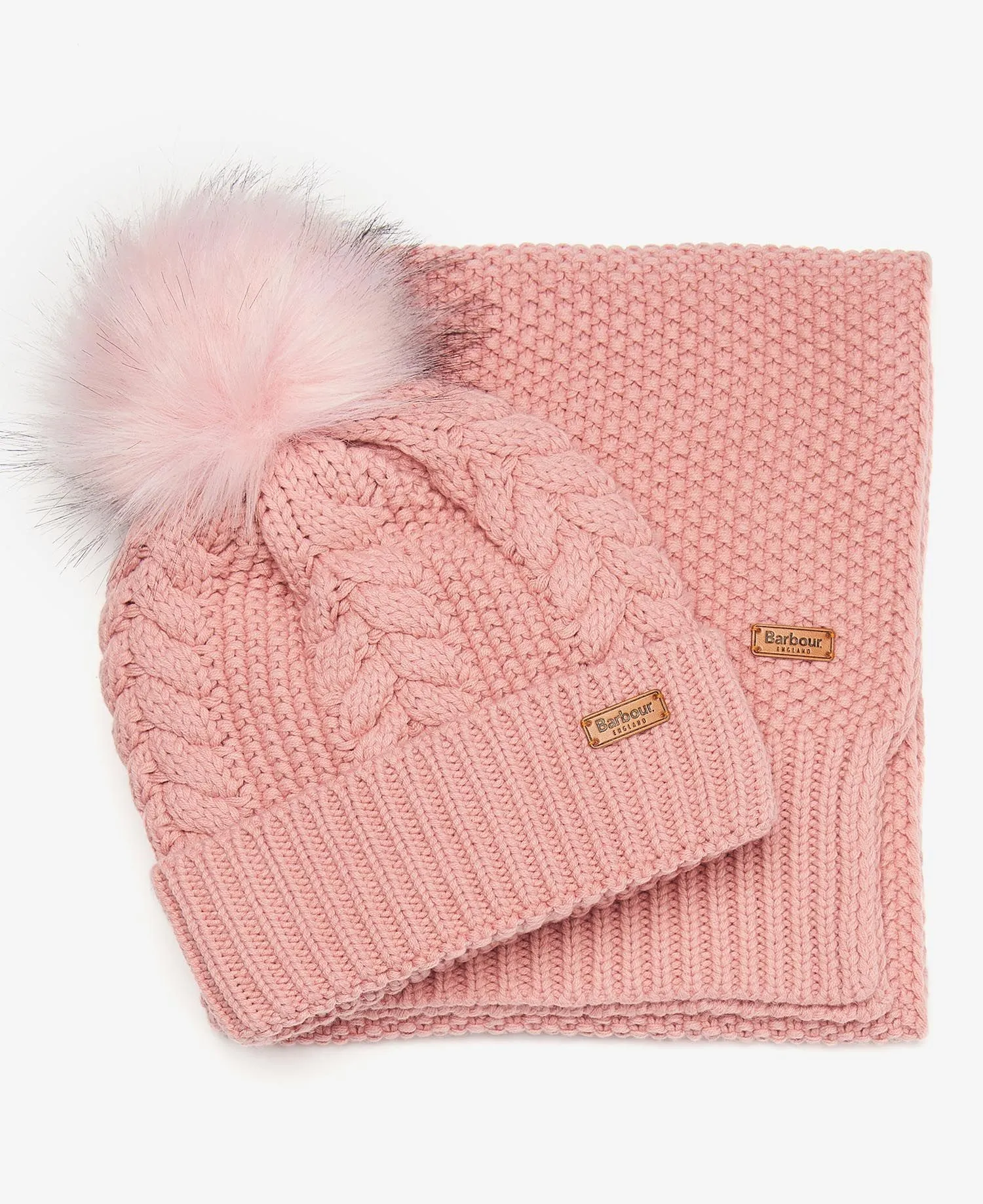 Barbour Hartley Hat & Scarf Gift Pink LGS0053