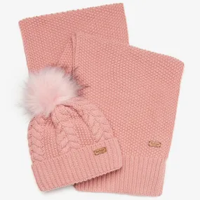 Barbour Hartley Hat & Scarf Gift Pink LGS0053