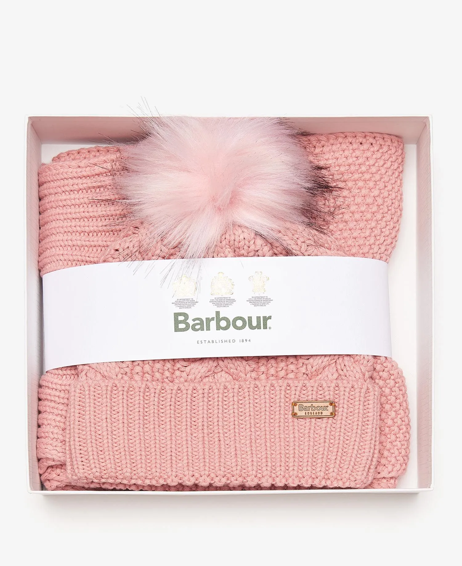 Barbour Hartley Hat & Scarf Gift Pink LGS0053