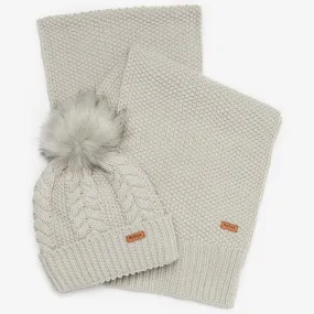 Barbour Hartley Hat & Scarf Gift Set Grey LGS0053