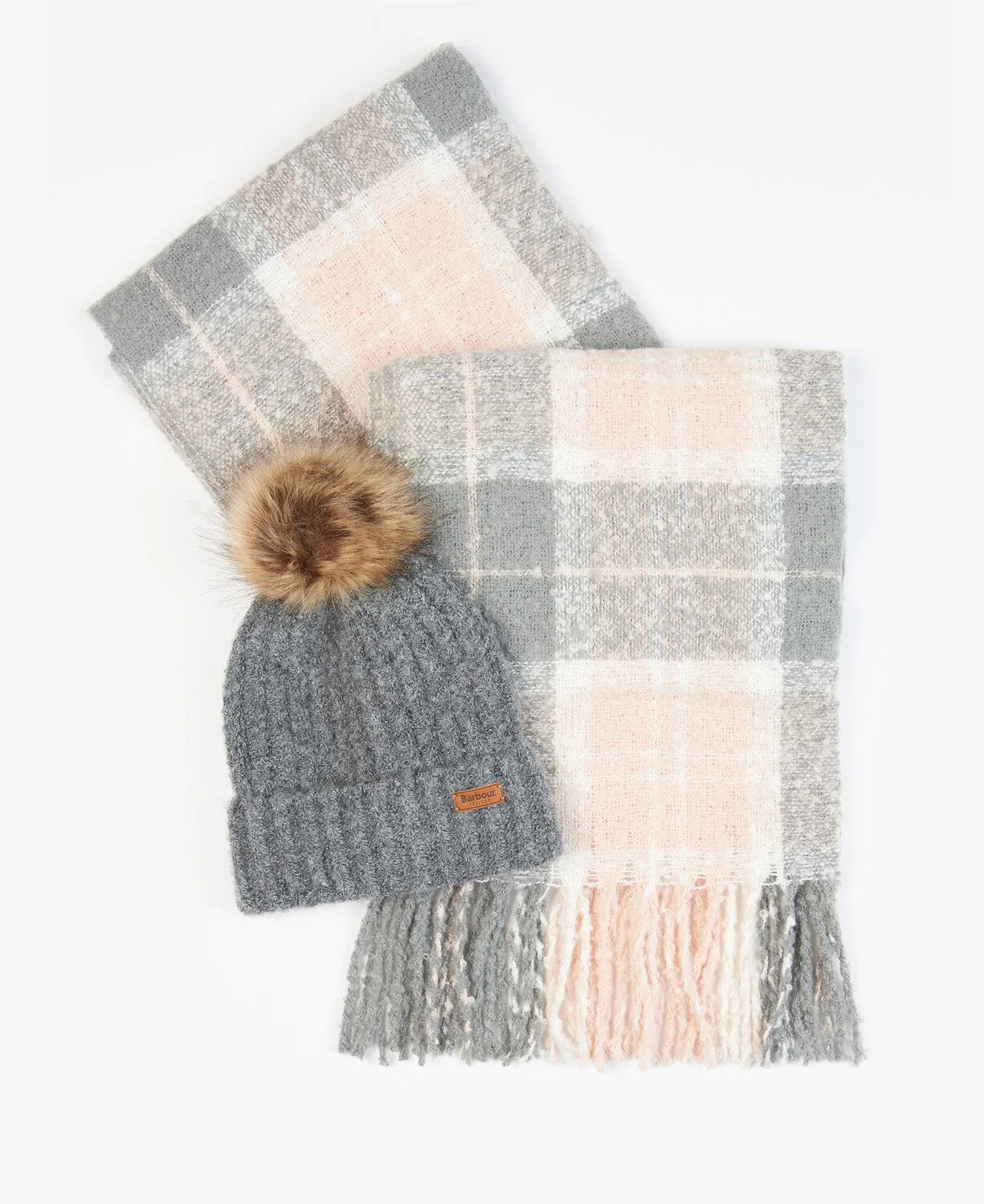 Barbour Saltburn Beanie & Tartan Scarf Set