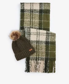 Barbour Saltburn Beanie & Tartan Scarf Set