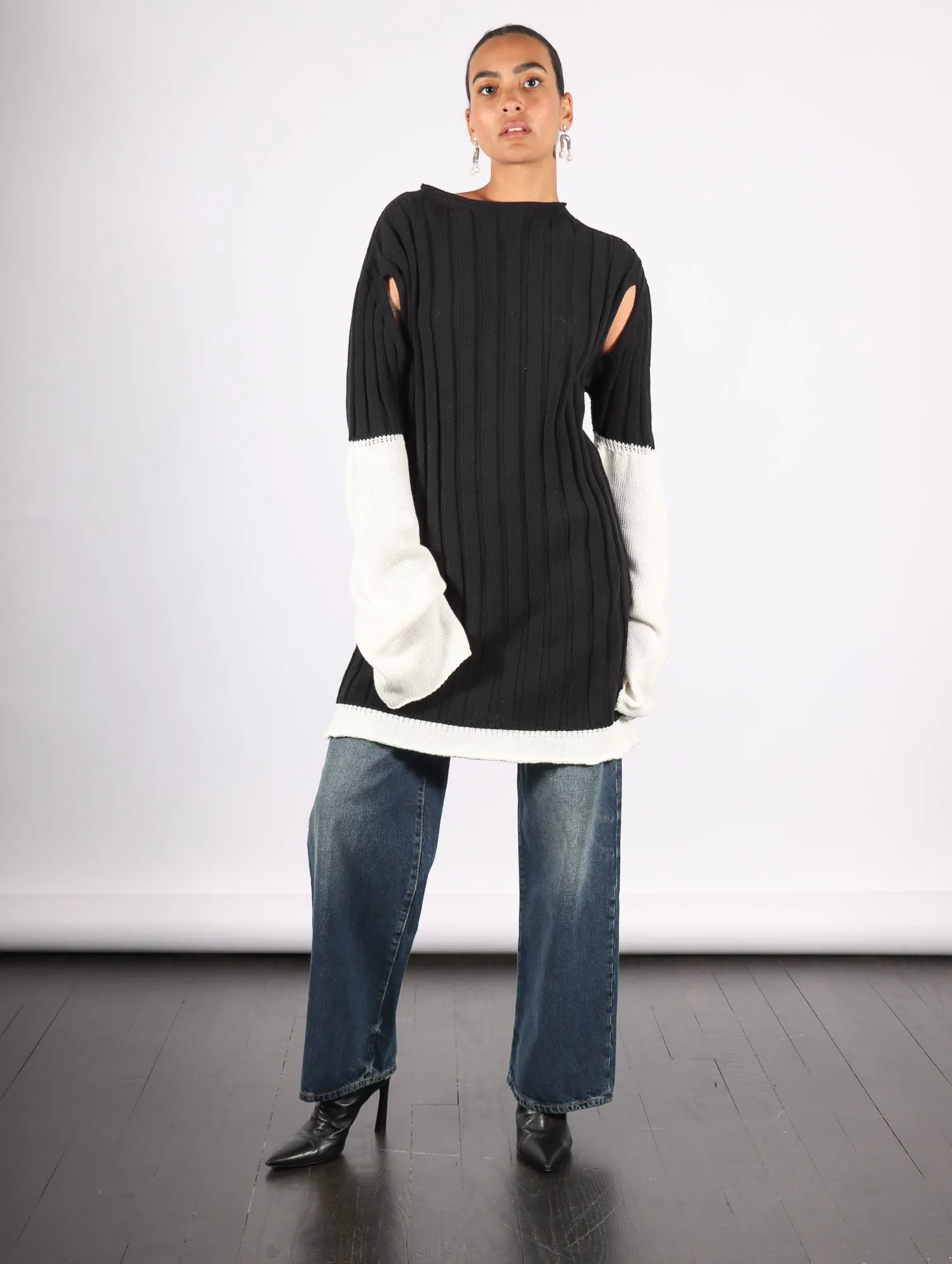 Behind The Scenes Sweater in Black by Issey Miyake