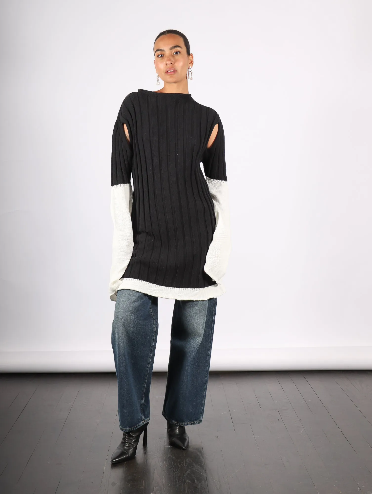 Behind The Scenes Sweater in Black by Issey Miyake