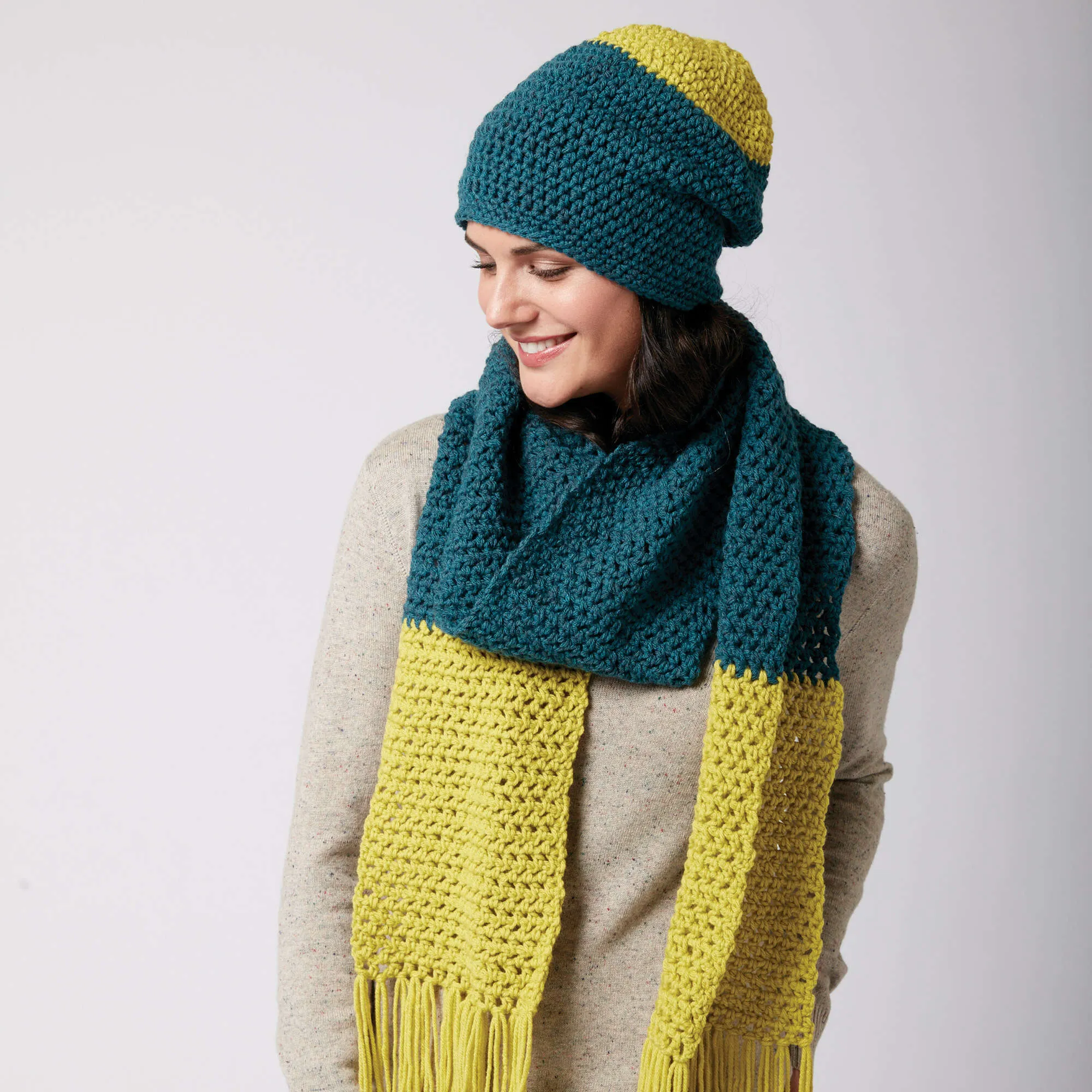 Bernat Crochet Color Burst Beanie & Scarf Set