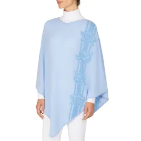   Beryll Flower Cashmere Poncho | Blue