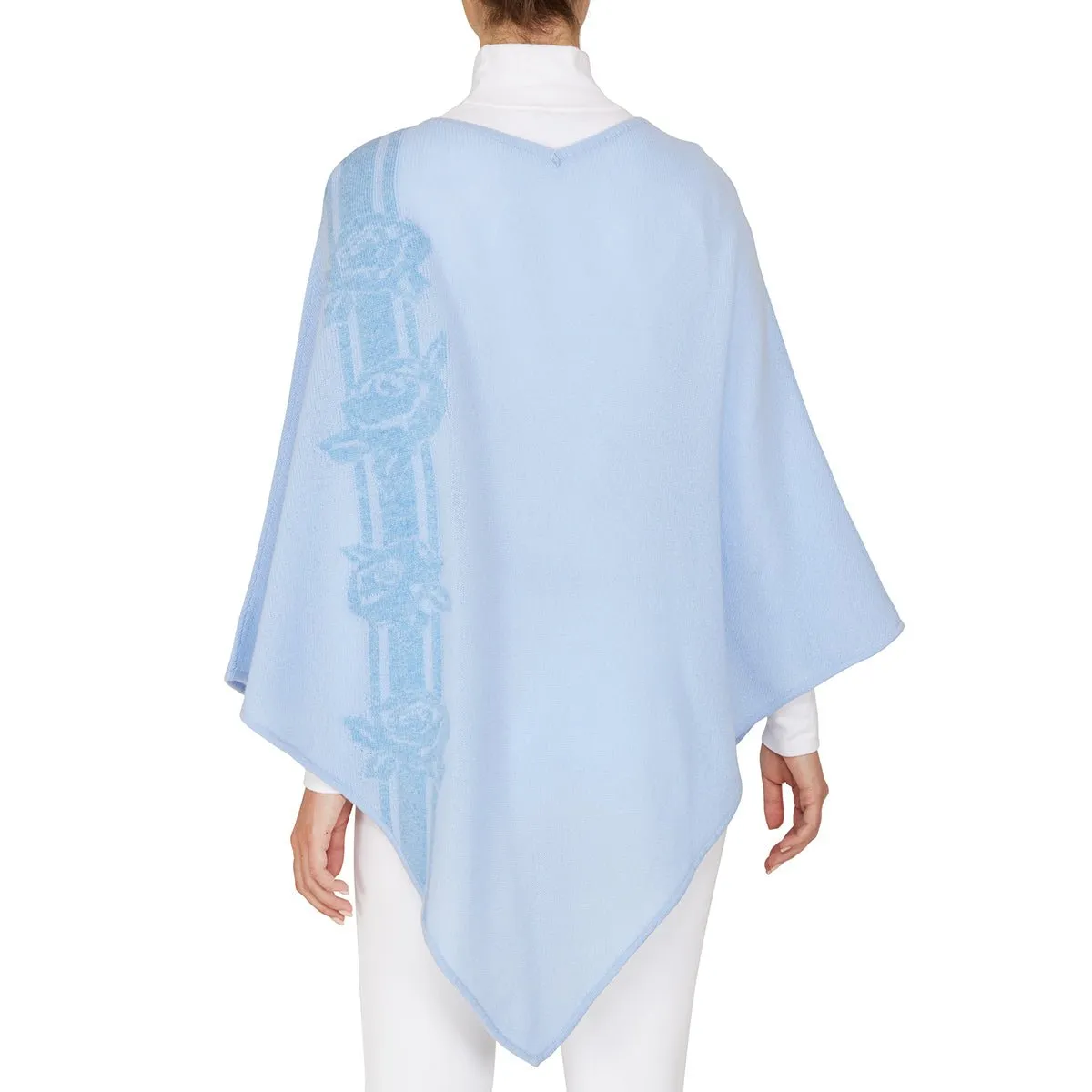   Beryll Flower Cashmere Poncho | Blue