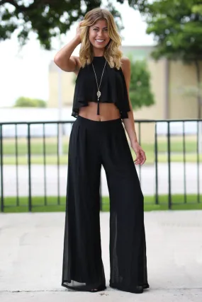 Black Crop Top and Pant Set