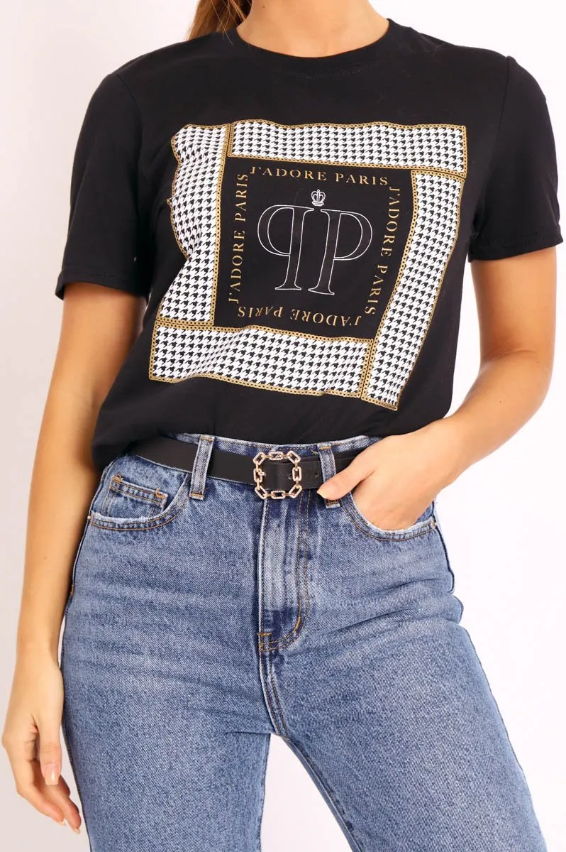 Black J'adore Paris Printed T-shirt - Mavi