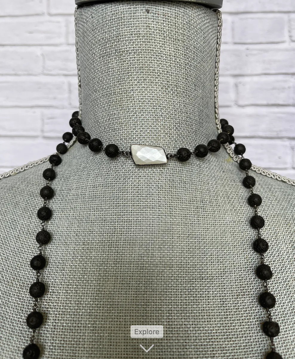 Black Lava Double Triple Necklace